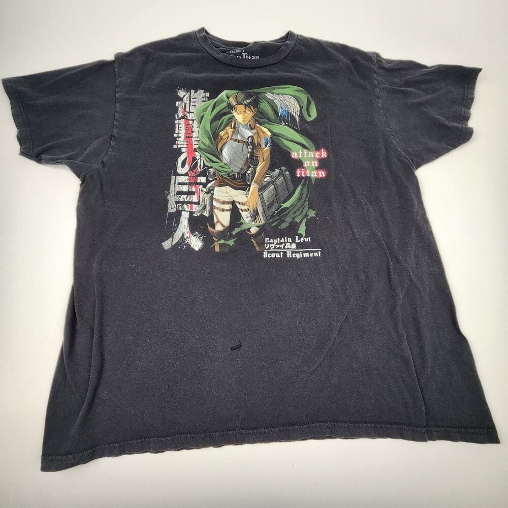 Attack On Titan Captain Levi Scout Regiment Anime T Shirt Black XL Funimation